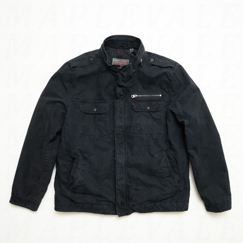 Levi Trucker Jacket Men's Sz XL Black Canvas Cotton Quilted Utility Field Coat